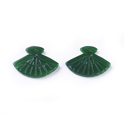 Myanmar Jade Carved Natural Myanmar Jade/Burmese Jade Pendants, Dyed, Fan, 18x24~24.5x3mm, Hole: 1mm