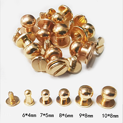 Light Gold Brass Rivet Set, Round, for Purse Handbag Shoes Leather Craft Clothes Belt, Light Gold, 8x6mm
