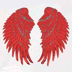 Rouge Patchs en tissu à paillettes d'ailes, fer à repasser informatisé / coudre des patchs, accessoires de costumes, rouge, 205x100mm