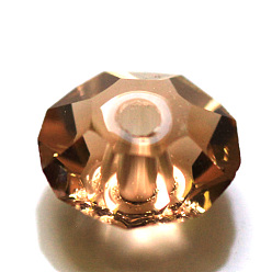 Персиковый Слойка Имитация Австрийские кристаллические шарики, класс AAA, граненые, плоско-круглые, розовые, 8x4 мм, отверстие : 0.9~1 мм