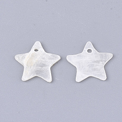 Beige Breloques capiz, étoiles, beige, 12~13x12.5~13x1mm, Trou: 1.2mm