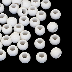 White Rondelle Opaque Acrylic Large Hole Beads, White, 12x10mm, Hole: 5.5mm, about 700pcs/500g