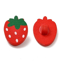Crimson Strawberry Buttons, Wooden Buttons, Crimson, about 22mm long, 17mm wide, 3.8mm thick