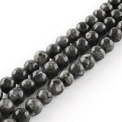 Larvikite Natural Labradorite Round Bead Strands, 8mm, Hole: 1mm, about 48pcs/strand, 14.9 inch