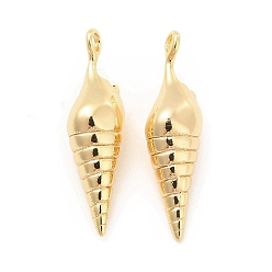 Real 18K Gold Plated Brass Pendants, Conch Charm, Real 18K Gold Plated, 22x6x5.5mm, Hole: 1.6mm