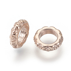 Or Rose 316 perles chirurgicales en acier inoxydable, Perles avec un grand trou   , anneau, or rose, 8.5x2.5mm, Trou: 5mm