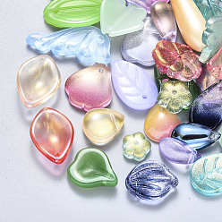Couleur Mélangete Pendentifs / perles en verre, formes mixtes, couleur mixte, 8~26x6~16x3~8mm, Trou: 1mm