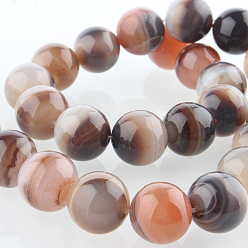 Natural Agate Dyed & Heated Natural Agate Round Beads Strands, Imitation Botswana Agate, 4mm, Hole: 1mm, about 92pcs/strand, 14.96 inch