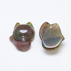 Indian Agate Natural Indian Agate Pendants, Fox, 22.5~23x19~20x8.5~9.5mm, Hole: 1mm