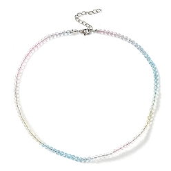 Light Sky Blue Bling Glass Round Beaded Necklace for Women, Light Sky Blue, 16.93 inch(43cm)