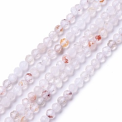 Quartz Crystal Natural Quartz Crystal Beads Strands, Faceted, Round, 3~3.5mm, Hole: 0.5mm, about 131pcs/strand, 15.35 inch(39cm)
