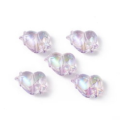 Plum Transparent Acrylic Beads, AB Color Plated, Heart with Star, Plum, 14.5x19.5x10mm, Hole: 2mm