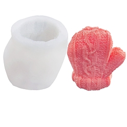 White DIY Woolen Glove Candle Silicone Molds, Resin Casting Molds, For UV Resin, Epoxy Resin Jewelry Making, White, 7x5.2x7.6cm, Inner Diameter: 3.6x4.5cm