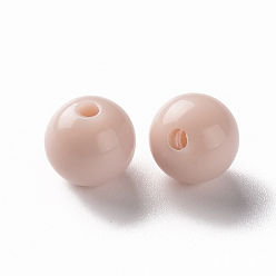 Pêche Perles acryliques opaques, ronde, peachpuff, 10x9mm, Trou: 2mm, environ940 pcs / 500 g