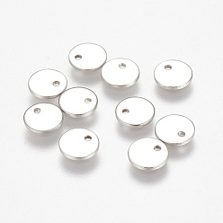 Stainless Steel Color 304 Stainless Steel Stamping Blank Tag Charms, Flat Round, Stainless Steel Color, 7x1mm, Hole: 1mm