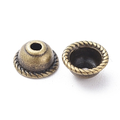Antique Bronze Tibetan Style Alloy Bead Caps, Apetalous, Antique Bronze, Lead Free & Cadmium Free, 8x4mm, Hole: 2mm, Inner diameter: 5mm