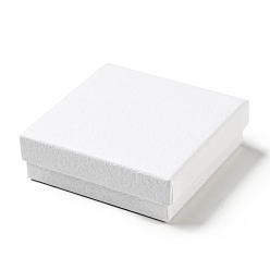 Белый Подарочные коробки для украшений из текстурной бумаги, с губчатым ковриком внутри, квадратный, белые, 9.1x9.1x2.9 см, Внутренний диаметр: 8.5x8.5 cm, глубина: 2.6см