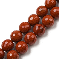 Piedra Roja Los granos rojos jaspe hebras naturales, facetado (128 facetas), rondo, 10~10.5 mm, agujero: 1.2 mm, sobre 37 unidades / cadena, 14.96~15.04 pulgada (38~38.2 cm)