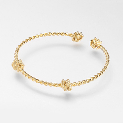 Real 18K Gold Plated Brass Twisted Cuff Bangle, Real 18K Gold Plated, 1-3/4 inchx2-1/8 inch(46x54mm)