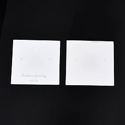 Blanc Cartes d'affichage de bijoux en carton rectangle, pour boucle d'oreille, étiquettes volantes de bijoux, blanc, 6x6x0.05 cm