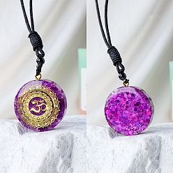 Pourpre Collier pendentif orgone en pierres précieuses, collier de signe de yoga lotus, fuchsia, 15.35 pouce (39 cm)