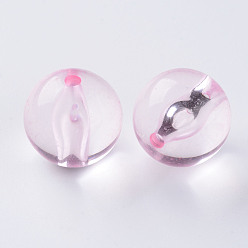 Pink Transparent Acrylic Beads, Round, Pink, 20x19mm, Hole: 3mm, about 111pcs/500g