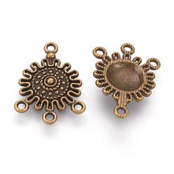 Antique Bronze Tibetan Style Alloy Chandelier Components Links, Flat Round, Cadmium Free & Nickel Free & Lead Free, Antique Bronze, 27x18x3.5mm, Hole: 1.5mm