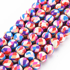 Hot Pink Handmade Polymer Clay Beads Strands, for DIY Jewelry Crafts Supplies, Round, Hot Pink, 8.5~9x8mm, Hole: 1.8mm, about 40pcs/strand, 12.80 inch(32.5cm)