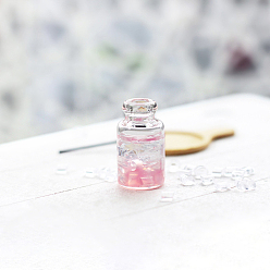 Pink Frascos de vidrio en miniatura, micro adornos de casa de muñecas, decoraciones de utilería de simulación, rosa, 13x24 mm