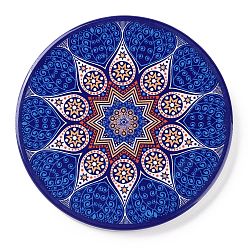 Azul Esteras de taza de porcelana, posavasos de patrón de mandala de forma redonda plana, azul, 90 mm