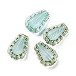 Turquoise Pâle Placage perles acryliques transparents, métal doré enlaça, larme, turquoise pale, 17x12x6mm, Trou: 1.8mm, 750 pcs / 500 g