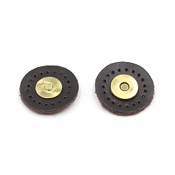 Coffee Cattlehide Magnetic Buttons Snap Magnet Fastener, Flat Round, for Cloth & Purse Makings, Coffee, 3x0.85cm