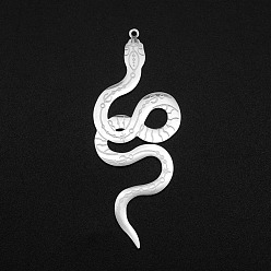 Stainless Steel Color 201 Stainless Steel Big Pendants, Laser Cut, Snake, Stainless Steel Color, 64.5x25x1mm, Hole: 1.4mm