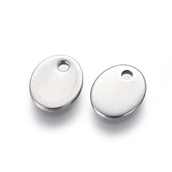 Stainless Steel Color 304 Stainless Steel Charms, Stamping Blank Tag, Oval, Stainless Steel Color, 9x7x1mm, Hole: 1.4mm