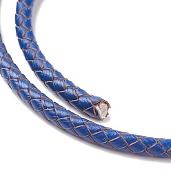 Bleu Moyen  Cordon de vache tressé, cordon de bijoux en cuir , bricolage bijoux matériau de fabrication, bleu moyen, 5mm, environ 21.87 yards (20m)/rouleau