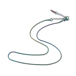 Rainbow Color Ion Plating(IP) 304 Stainless Steel Round Snake Chain Necklace for Men Women, Rainbow Color, 15.83 inch(40.2cm)