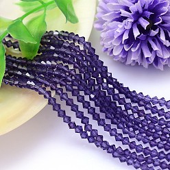 Midnight Blue Faceted Imitation Austrian Crystal Bead Strands, Grade AAA, Bicone, Midnight Blue, 10x10mm, Hole: 0.9~1mm, about 40pcs/strand, 15.7 inch