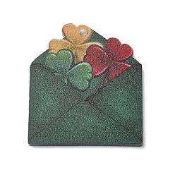 Envelope Pendentifs acryliques imprimés opaques de la Saint Patrick, enveloppe, 39.5x35x2mm, Trou: 2mm