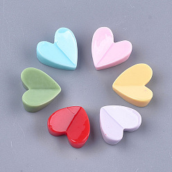 Mixed Color Resin Cabochons, Heart, Mixed Color, 12~12.5x12.5x5mm