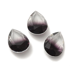 Jet Faceted K9 Glass Rhinestone Cabochons, Pointed Back, Teardrop, Jet, 18x13x7mm