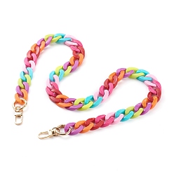 Colorful Bag Handles, with Colorful Acrylic Linking Rings Chains, Golden Alloy Swivel Clasps and Spring Gate Rings, for Bag Straps Replacement Accessories, Colorful, 31-7/8 inch(81cm)