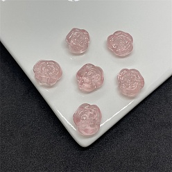 Pink Glitter Lampwork Beads, Rose, Pink, 12.5x14x9mm, Hole: 1.2mm