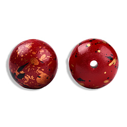 Rouge Pulvériser billes de résine peints, ronde, rouge, 20x19mm, Trou: 2~2.4mm