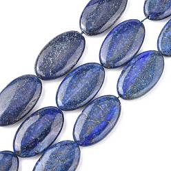 Lapis Lazuli Natural Lapis Lazuli Beads Strands, Oval, 35~35.5x20~20.5x7~8mm, Hole: 1mm, about 11pcs/strand, 15.35''(39cm)