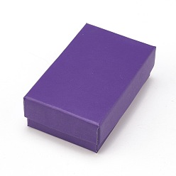 Pourpre Boîtes à pendentif / boucles d'oreilles en carton, 2 emplacements, avec une éponge noire, pour emballage cadeau bijoux, pourpre, 8.4x5.1x2.5 cm