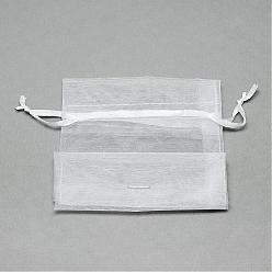 Blanc Sacs organza , haute densité, rectangle, blanc, 12x9 cm