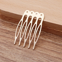 Light Gold Iron Hair Comb Findings, with Loops, Light Gold, 40x27x0.8mm