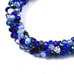 Синий Эластичный браслет крючком из стеклянных бусин, модный непальский браслет для женщин, синие, внутренний диаметр: 1-7/8 дюйм (4.7 см)