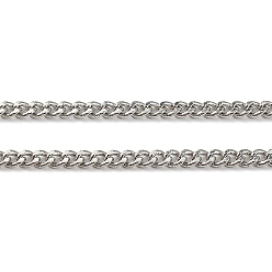Platinum Brass Twisted Chains, Curb Chains, Diamond Cut, Unwelded, Faceted, with Spool, Oval, Lead Free & Nickel Free & Cadmium Free, Platinum, 4x3x0.8mm, about 301.83 Feet(92m)/roll