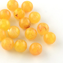 Or Perles acryliques de pierres précieuses imitation ronde, or, 6mm, trou: 1.5 mm, environ 4100 pcs / 500 g